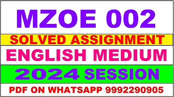 mzoe 2 solved assignment 2024 | mzoe 2 solved assignment in english 2023-24 | mzoe 2 2024