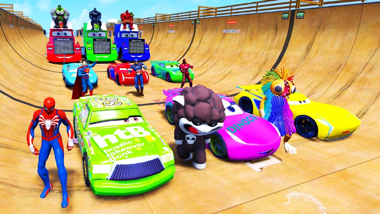 GTA 5 Mods: Superheroes & Spider-Man & Poppy Playtime Take on the Craziest Stunt Race Ever!