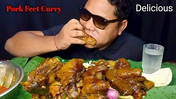 Delicious Eating Pork Feet Curry | Spicy Pork Legs Mukbang, Pork Gravy With Rice |
