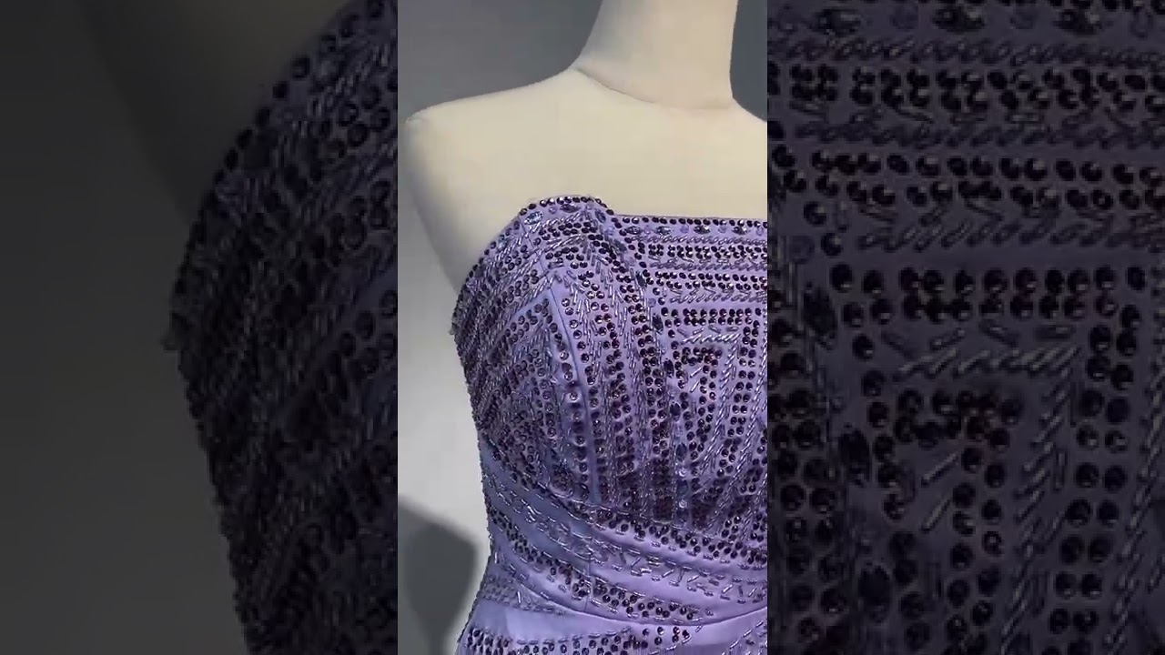 mermaid strapless lilac luxury long prom dress beaded evening gowns gkf002