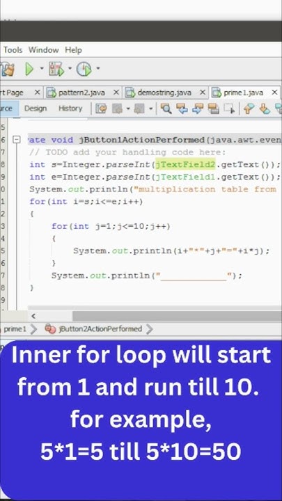 Java Program To Print Multiplication Tables From User's Value Till User ...