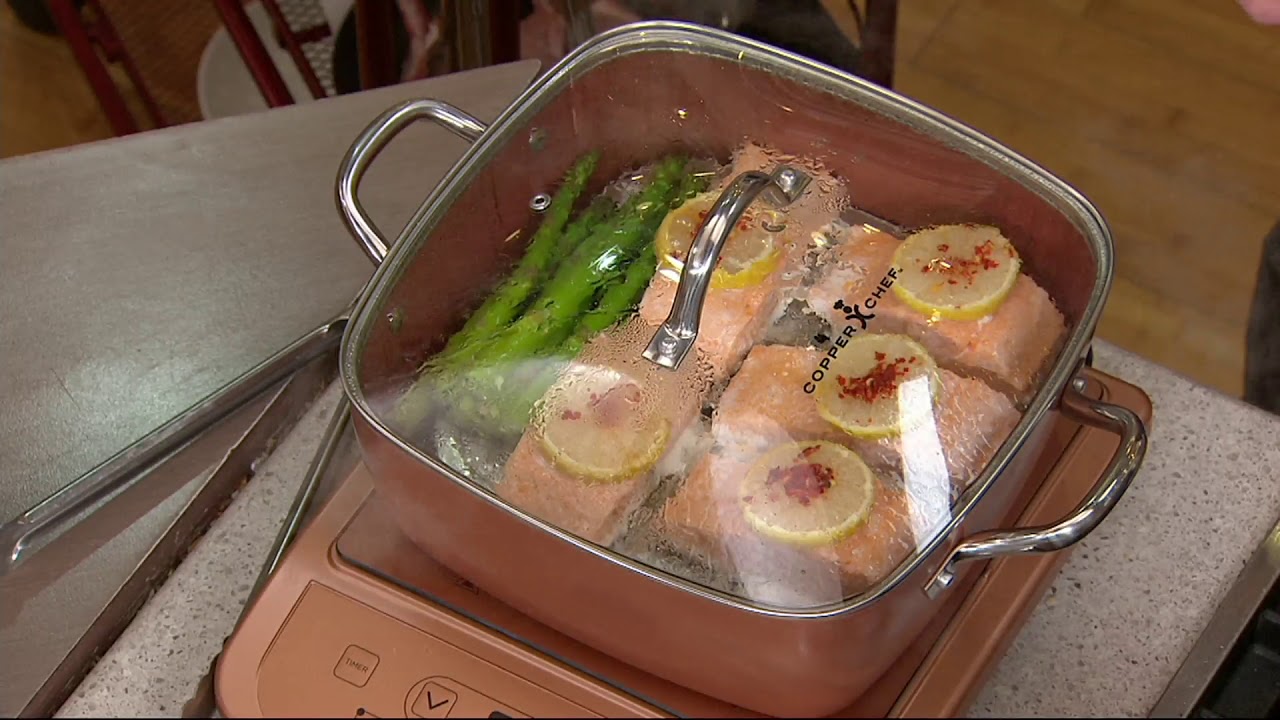 Copper Chef XL 11 Square Pan with 4-piece Cooking System & Recipes on QVC  