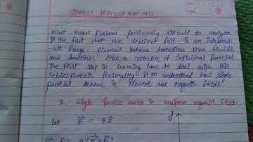 #plasmaphysicsnotes #jrf #NET  Single particle motion In a magnetic field