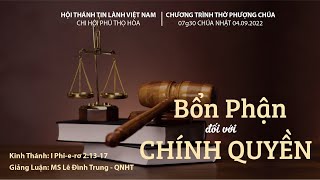 HTTL PHÚ THỌ HÒA - Chương trình Thờ Phượng Chúa - 04/09/2022