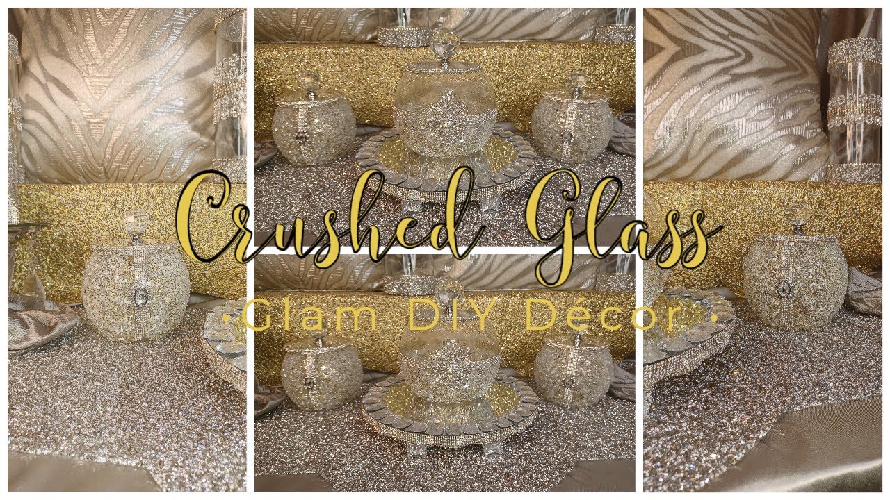 DIY Glam Crushed Glass Dollar Tree Glam Vanity Set 2022