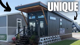 This New \& UNIQUE tiny house\/park model feels HUGE! Prefab House Tour