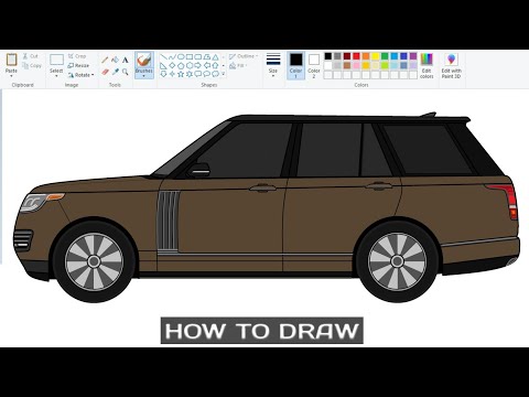 How to draw RANGE ROVER Car on computer using simple Paint program | Car Drawing Tutorial.
