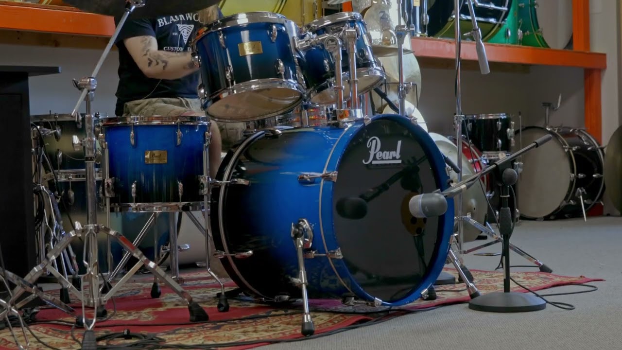 Pearl Session Custom Maple Marine Blue Fade Drum Set - YouTube