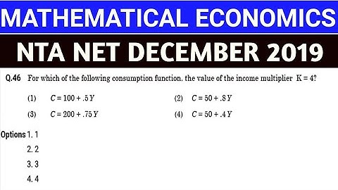 NUMERICAL QUESTIONS DECEMBER 2019 || MATHEMATICAL ECONOMICS || NTA UGC NET ECONOMICS