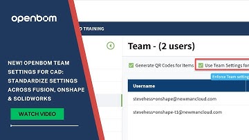 New! OpenBOM Team Settings for CAD: Standardize Settings Across Fusion, Onshape & Solidworks