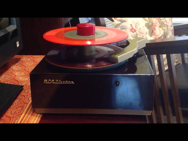 RCA Victor Color Coded 45 rpm Records Colored Vinyl On 1949 9JY Player class=