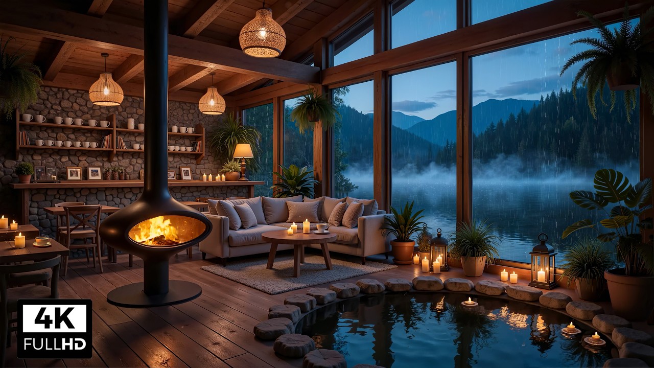 Relaxing Jazz Music At Rainy Coffee Shop Ambience 🌧 Gentle Jazz Instrumental For Focus & Calm