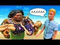 Barbie and Ken go shopping: A bed and stroller for a Barbie baby doll