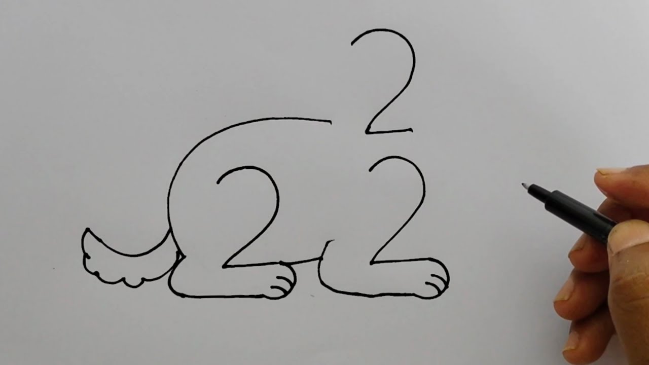 How to draw with 222 number | Dog Drawing with 222 number - YouTube