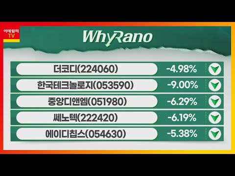   쎄노텍 222420 에이디칩스 054630 중앙디앤엠 051980 WhyRaNo 20221227