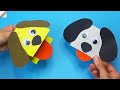 How to make a dog paper puppet  moving paper toys  easy dog hand puppet diy