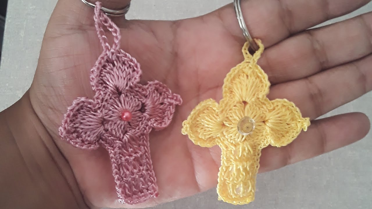 chaveiro crucifixo de crochê muito fácil. faça e venda 🤑