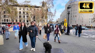 ⛄️ A Sunny Winter Walk 😎 Winter Walk รอบบาร์เซโลนาตรงกลาง [4K]