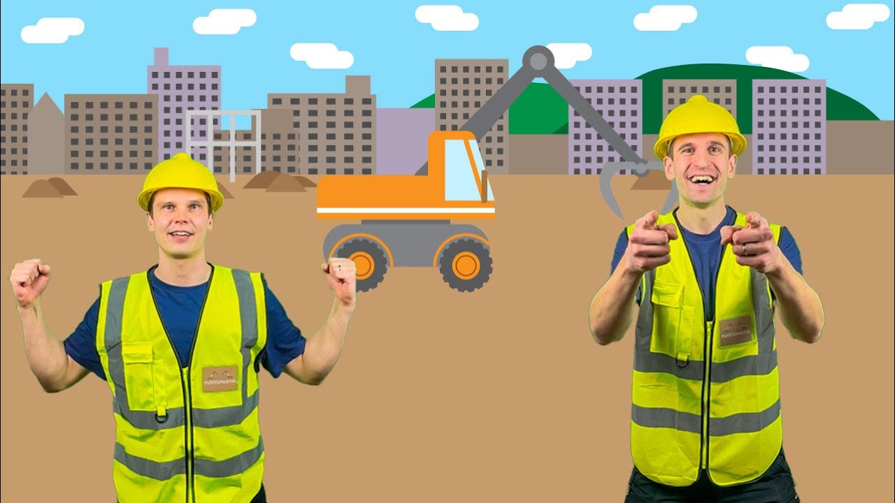 Puistopartio - Työkoneiden jumppalaulu | Lastenlauluja työkoneista