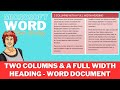 Word: Make A Heading Go Across Two Columns