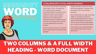 Word: Make A Heading Go Across Two Columns