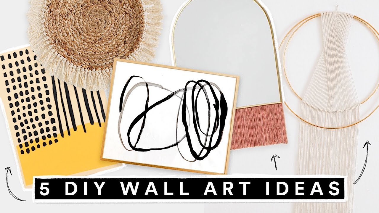 5 DIY WALL ART DECOR IDEAS - Affordable + Cute Room Decor!! - YouTube