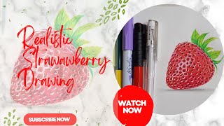 Strawberry Drawing easy step by step / Realistic strawberry drawing