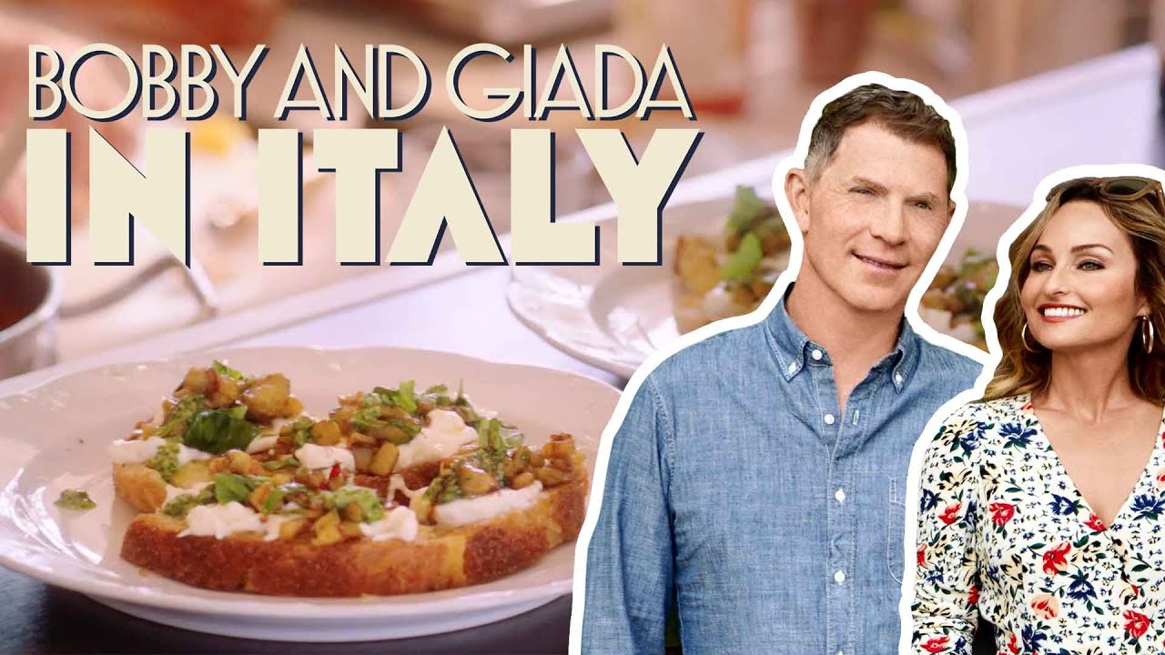 Bobby Flay Makes Burrata, Eggplant & Friggitelli Crostini | Bobby and Giada in Italy | Food Network