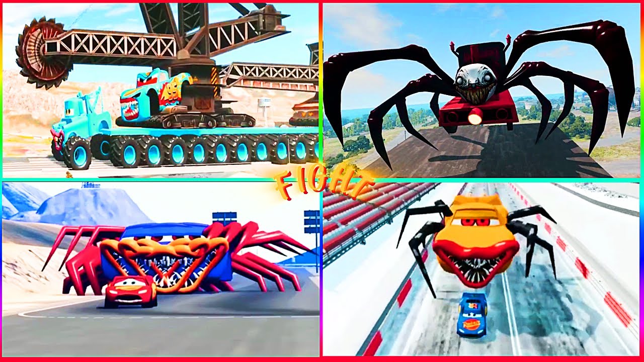 MCQUEEN’S NIGHTMARE! 😱 Lightning McQueen vs GIANT SPIDER & MUTANT MACK HEADS! 🕷️