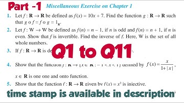 Ncert solutions class 12 maths chapter 1 miscellaneous exercise Relations and Functions Q1 to Q11