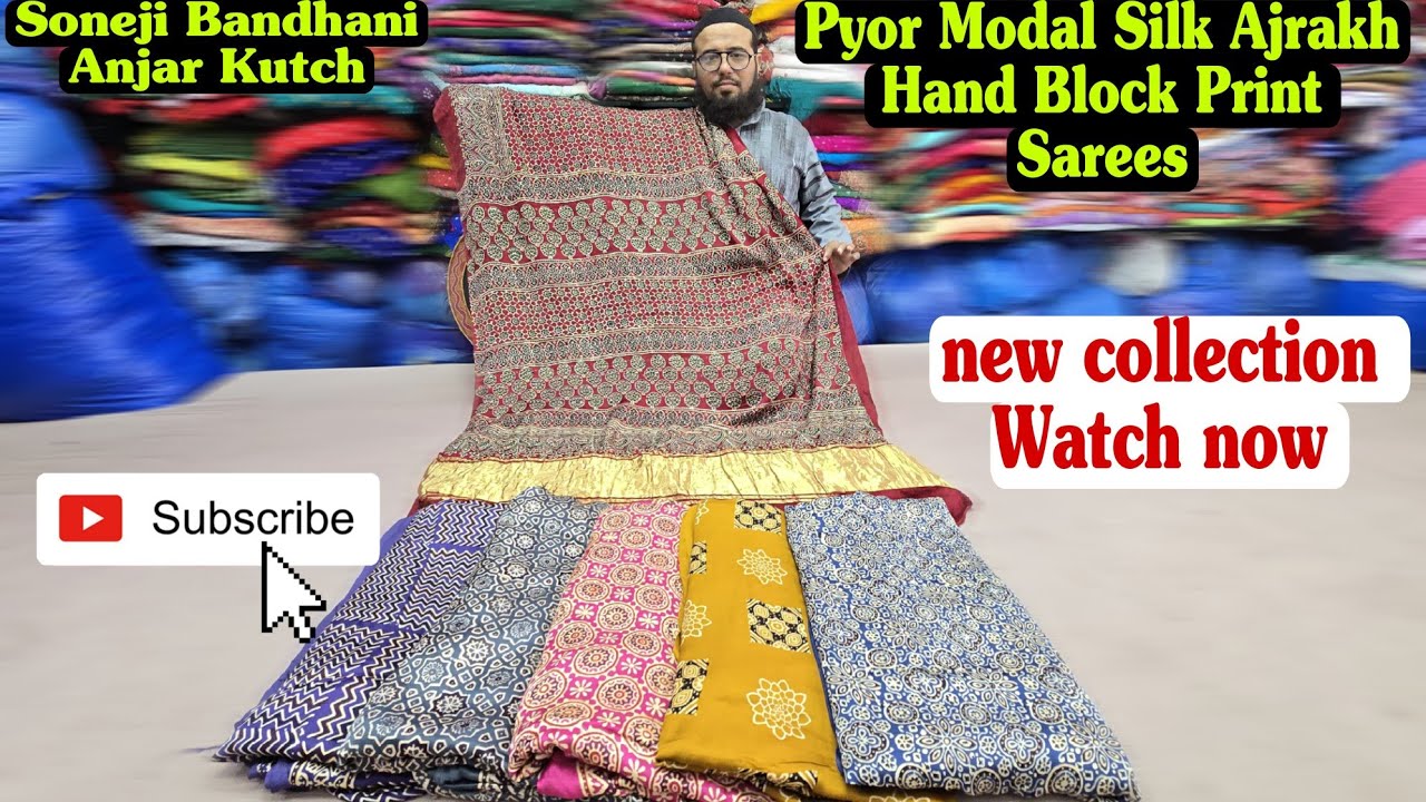 Ajrakh Hand Block Sarees 😍 New Trending Collection 2025 #ajrakh #saree #handmade 