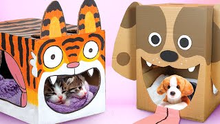 Cat \& Dog DIY Cardboard Crafts - Cat House, Dog Bed, Litter Box | Craft Ideas for Kids