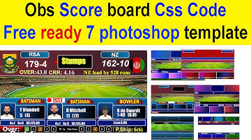 Obs live cricket score board css code edit tips  || Free ready 7 photoshop template