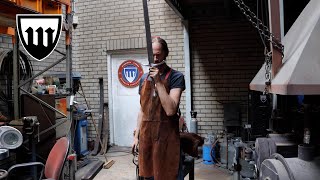 Forging a Teardrop Damascus longsword, part 2, making the guard and pommel.
