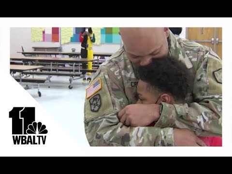 Surprise! Dad reunites with Severn Elementary School student at lunch