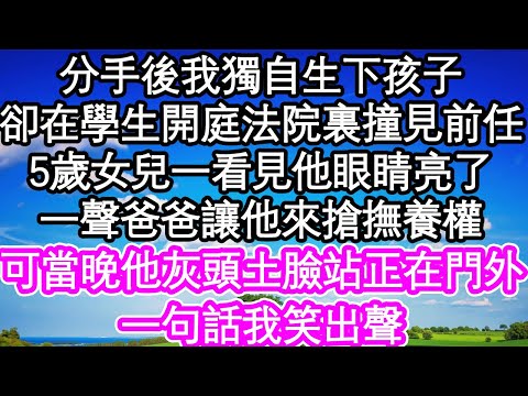 分手後我獨自生下孩子，卻在學生開庭法院裏撞見前任，5歲女兒一看見他眼睛亮了，一聲爸爸讓他來搶撫養權，可當晚他灰頭土臉站正在門外，一句話我笑出聲| #為人處世#生活經驗#情感故事#養老#退休