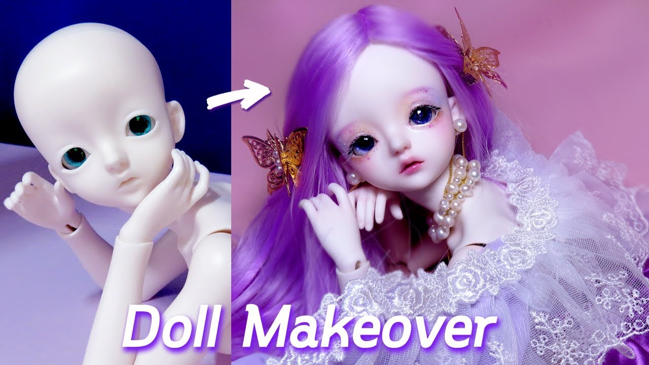 [Doll Repaint] ENG SUB 인형을 신비로운 보라빛 나비 요정으로 꾸며봤어요 - 40cm 구체관절인형 리페인팅 디어벨 네쥬 /딩가의 회전목마 (DINGA)