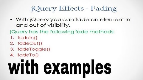JQuery fading | fadeIn() , fadeOut() , fadeToggle() & fadeTo() | JQuery lecture 8