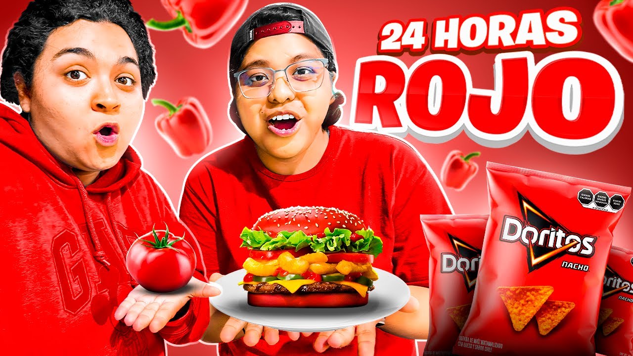 24 HORAS COMIENDO Y VIVIENDO ROJO 😂🔴 | Patho
