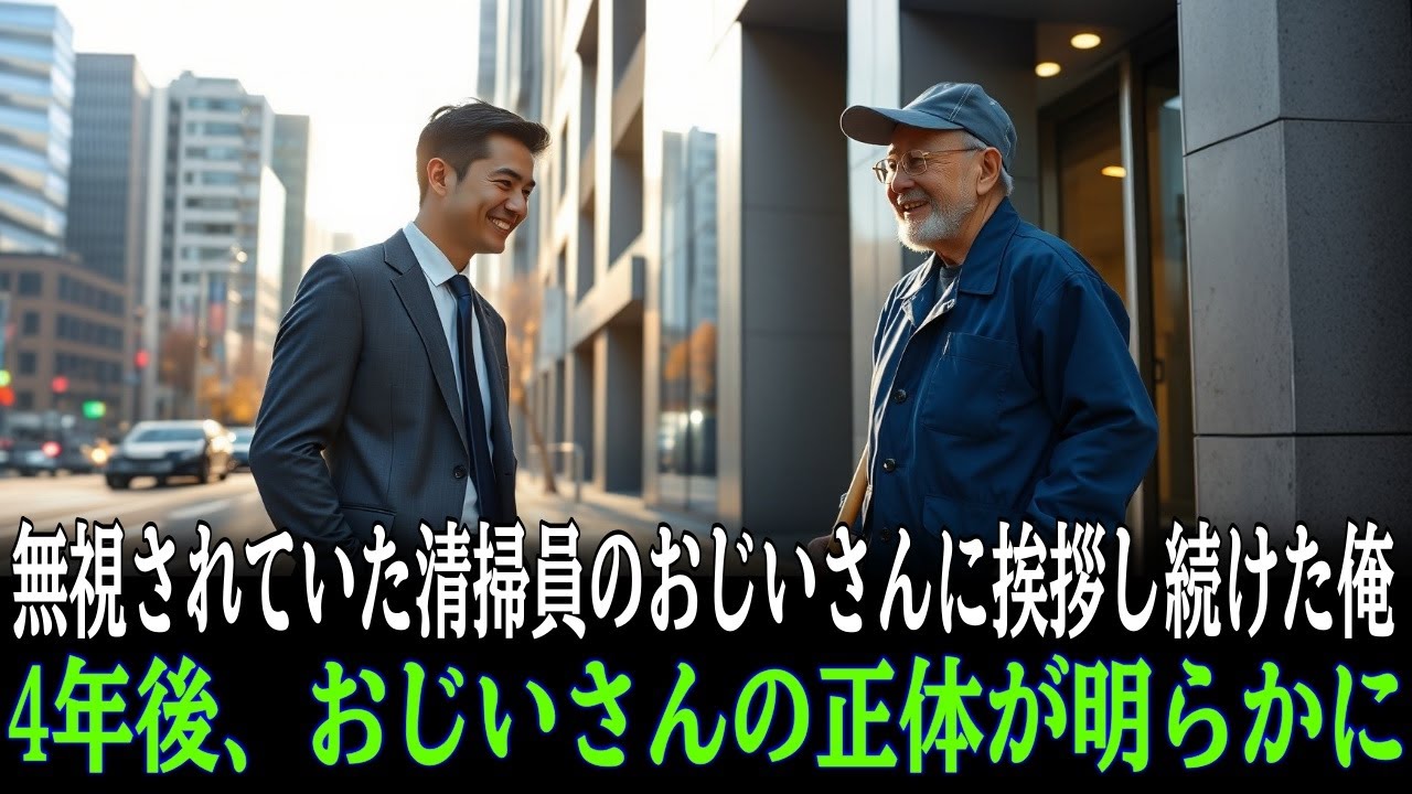 同僚に馬鹿にされても掃除のおじいさんに挨拶し続けた俺。4年後、そのおじいさんの正体が明らかに──