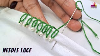 Make Quick Needle Lace Using Moti Pearls Hand Embroidery Designs सई धग क लस 1100
