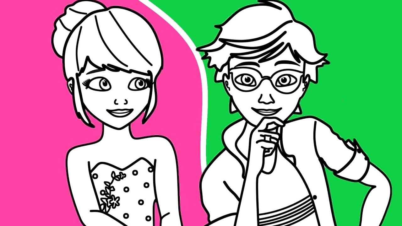 How To Color Cute Marinette and Adrien | Markers - YouTube