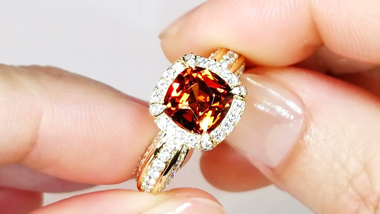 Neon Mandarin Garnet Ring at 2.65 carats by Kat Florence KF07789