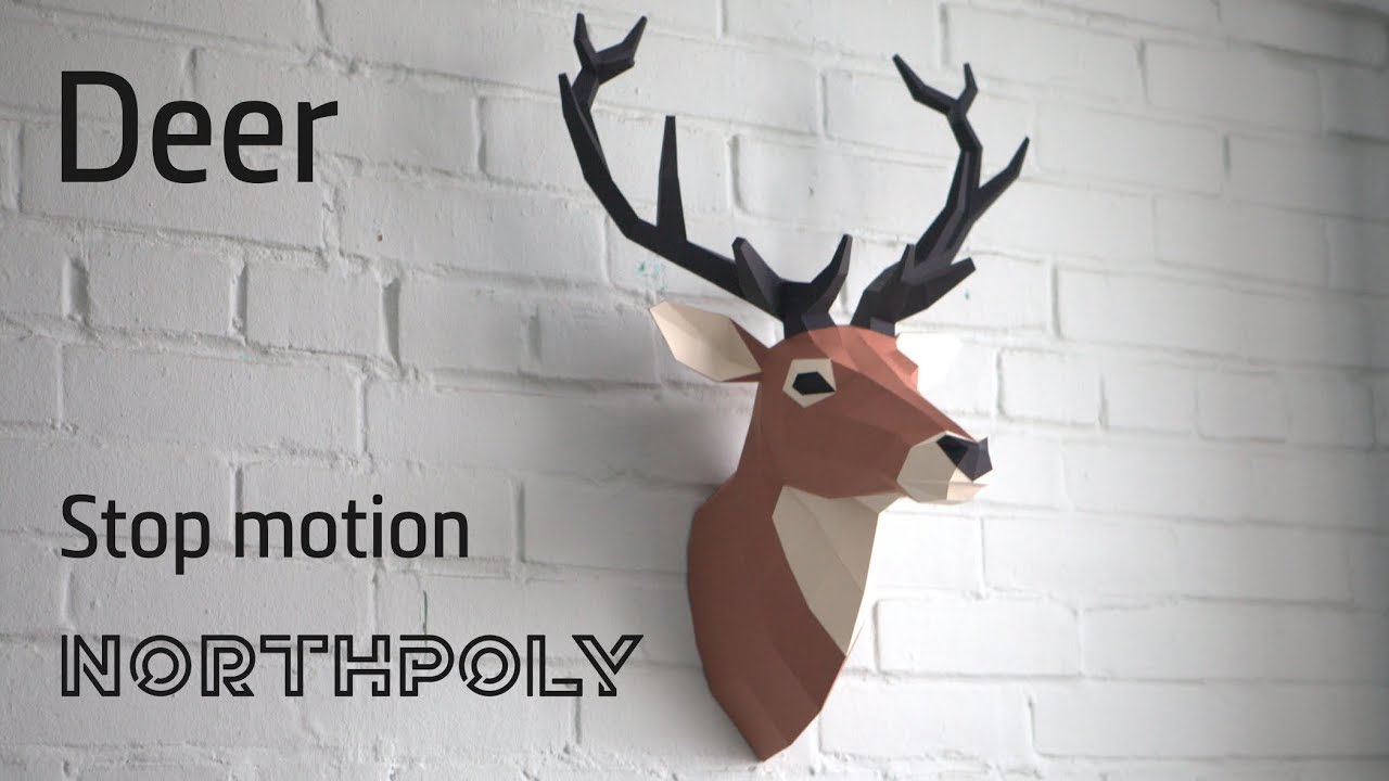 Low poly Deer. Papercraft. Stop motion
