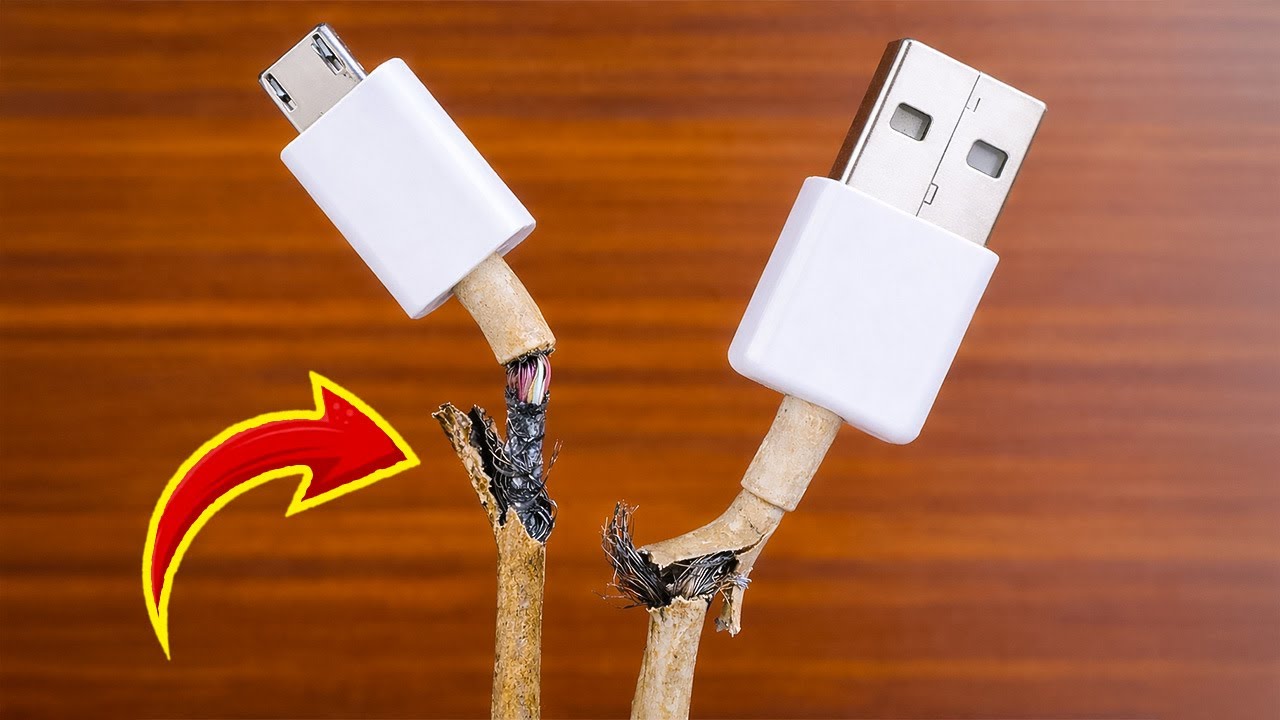 Не выбрасывайте сломанный оригинальный кабель для зарядки телефона! Этот самодельный трюк вас пораз