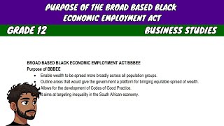 Broad Based Black Economic Employment ACT ( BBBEE ) | Grade 12 Business Studies