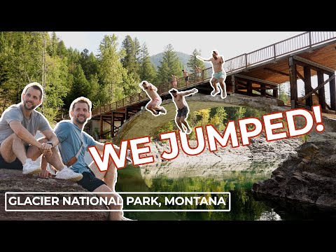 Jumping off a 50ft bridge at Glacier National Park in Montana