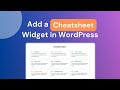 How to Add a Cheatsheet Widget in WordPress | Spider Elements Cheatsheet Widget Tutorial in 2025