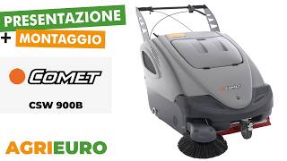 Comet CSW 900B - Battery-powered sweeper with collection basket - 12V - Presentation and assembly