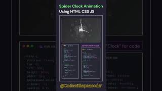 🔥 Spider Clock Animation | HTML CSS JS #shorts #webdevelopment #coding #html